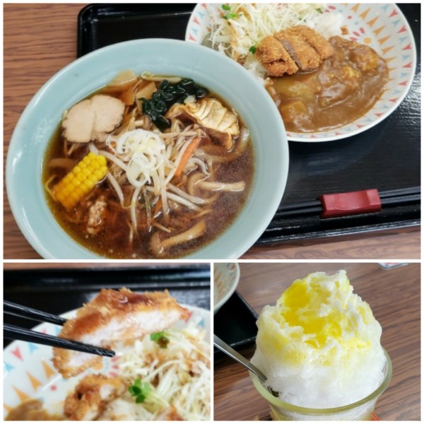 「もやしらーめん＋ミニヒレカツカレー＋ミニかき氷 700円」@お食事の店 いづみやの写真