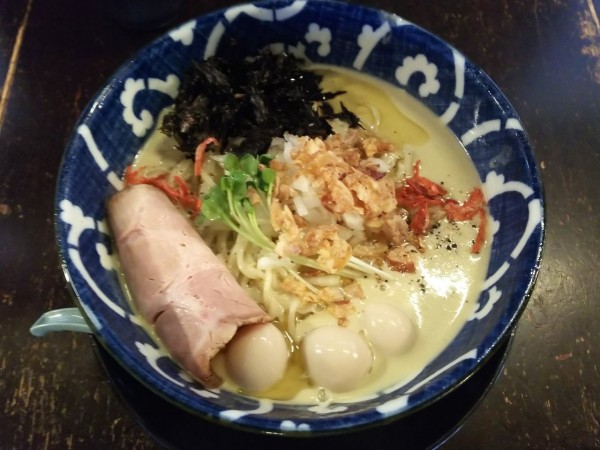 「【限定】牡蠣ホタテじゃが白湯の冷蕎麦　1000円」@煮干結社 弘前店の写真