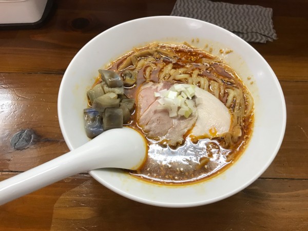 「茄子入りピリ辛ゴマらぁ麺（限定）」@無化調煮干しらぁ麺 誠実の写真
