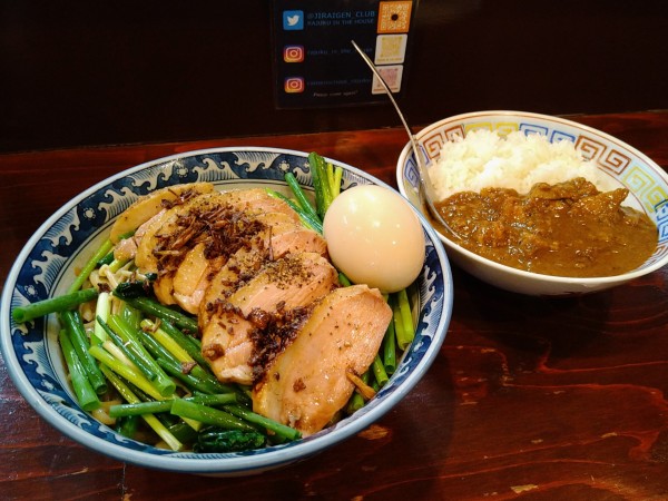 「限定/鴨冷やし中華+味玉+カリーライス」@らーめん 五ノ神精肉店 煮干し編の写真