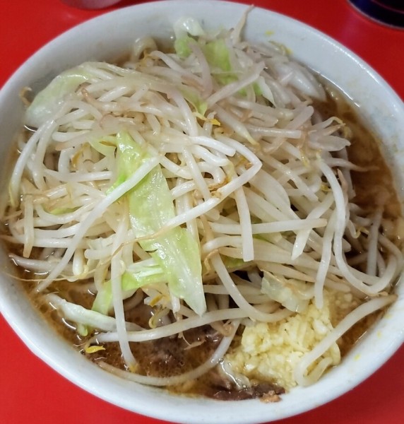 「麺半分（豚1枚、ニンニクのみ） ８５０円」@ラーメン二郎 松戸駅前店の写真