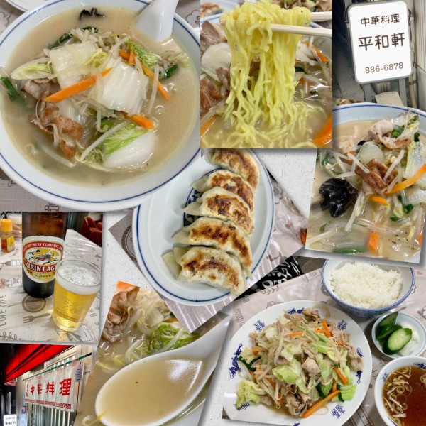 「餃子＋ビール＋タンメン730円＋肉野菜炒め定食850円」@平和軒の写真