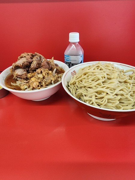 「つけ麺、豚増し、ショウガ、うずら」@ラーメン二郎 ひたちなか店の写真