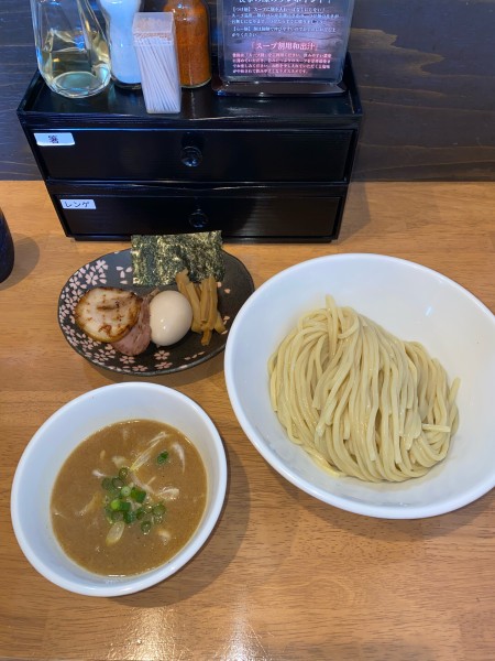 「濃厚鶏魚介つけ麺大盛煮玉子¥1,100円(限定)」@麺処 湯咲の写真