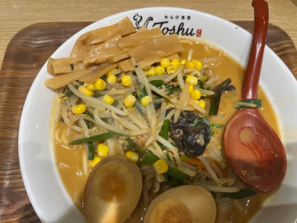 「野菜味噌ラーメン大盛&味玉メンマ」@れんげ食堂 Toshu 南大沢店の写真