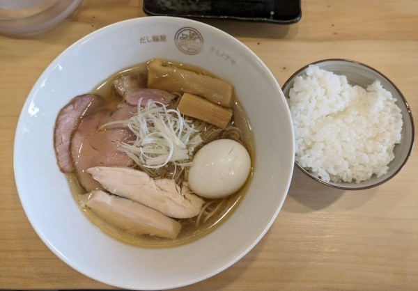 「特製だし麺  塩，唐揚げ2個セット   1350円」@だし麺屋ナミノアヤ 水戸店の写真