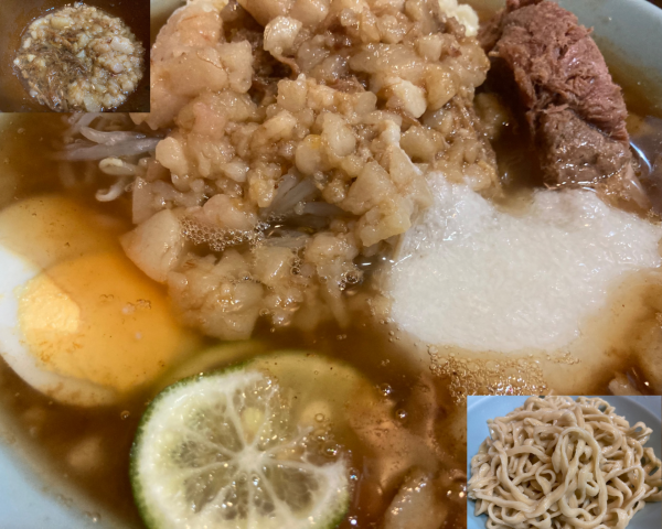 「[限定]山芋とすだち入りつけ麺+ブタカスアブラ+ニンニク」@ラーメン富士丸 平塚店の写真