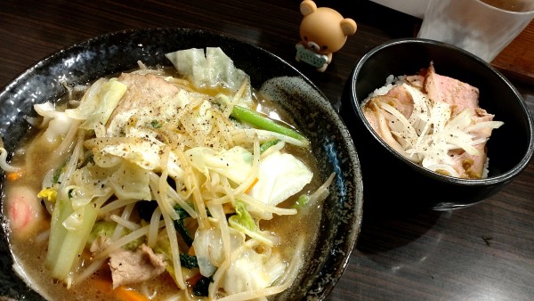 「【限定メニュー】タンメン＋ミニ丼(ﾛｰｽﾄﾎﾟｰｸ)」@横道の写真