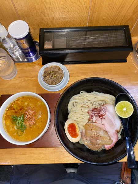 「濃厚！えび味噌つけ麺大盛シビ辛ミンチ¥1,190円(限定)」@麺屋 白神の写真