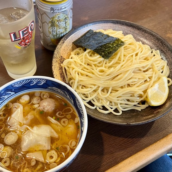 「ミックスわんたんつけめん 塩（２玉）＋ハイボール」@麺屋 はやしまるの写真