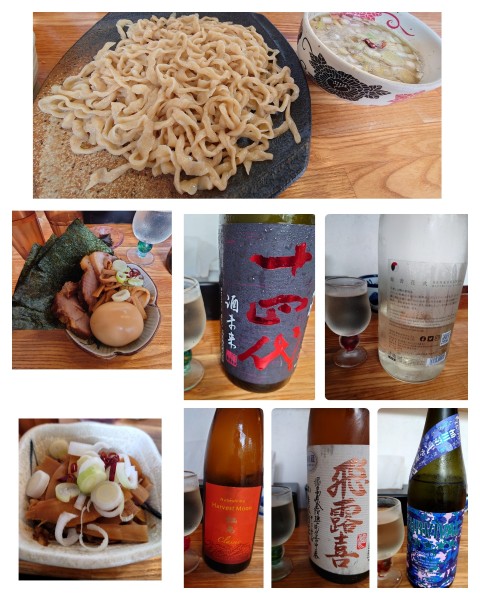 「特製つけそば（300g）＋おつまみメンマ＋日本酒×5」@中華そば専門 とんちぼの写真