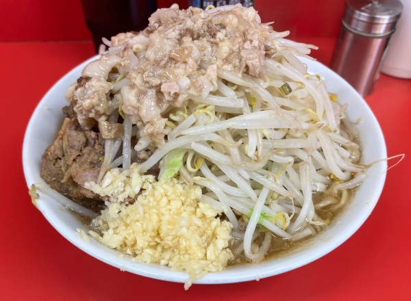 「小豚麺少なめニンニクアブラ」@ラーメン二郎 一橋学園店の写真