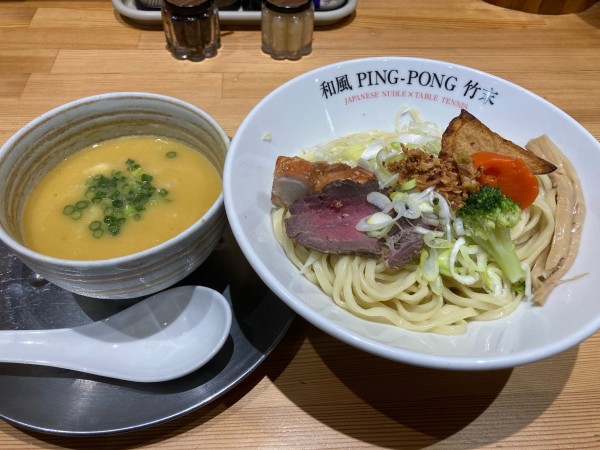 「コーンポタージュつけ麺（週末限定）」@和風ピンポン竹末の写真