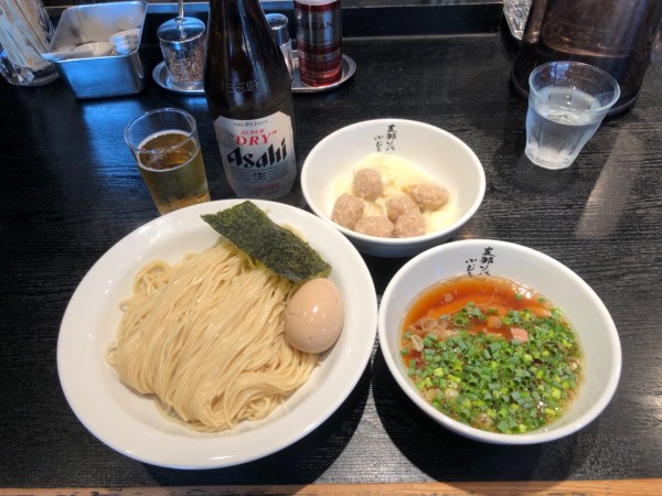 「ワンタンつけソバ(ワンタン3ｹ)1100円」@支那ソバ 小むろの写真