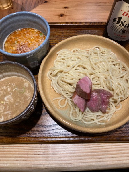 「つけ汁2種つけ麺、にんにく醤油、坦々」@あいだやの写真