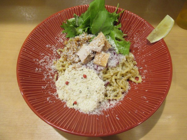 「【限定】ホタテの混ぜそば（1,300円）」@北千住煮干中華蕎麦 かれんの写真