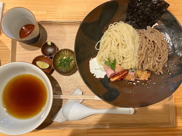「つけ麺（醤油）+お出汁割り」@飯田商店 湯河原本店の写真