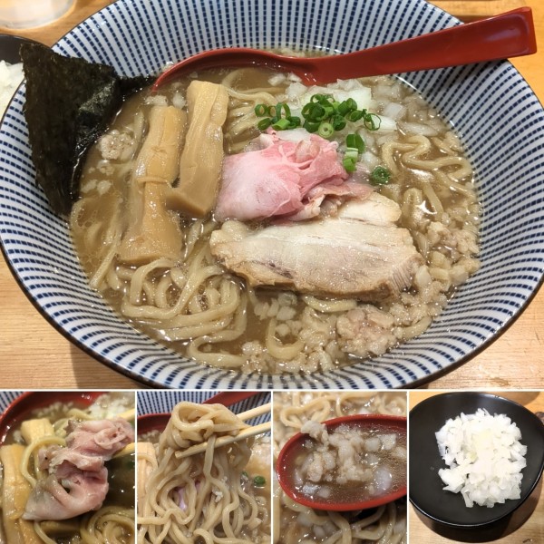 「背脂煮干し醤油らー麺＋玉ネギ＝1120円」@焼きあご塩らー麺 たかはし 上野店の写真