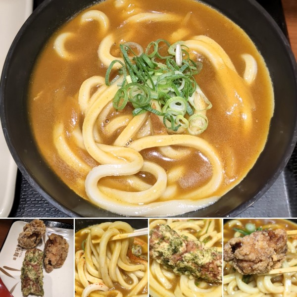 「カレーうどん＋鶏唐揚げ＋竹輪磯部揚げ＝870円」@丸亀製麺 浅草ROX店の写真