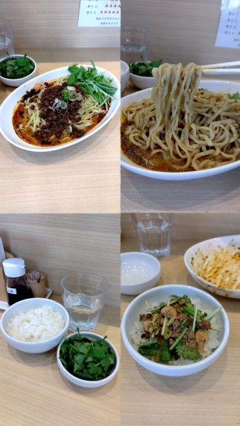 「『汁なし担担麺 濃厚(辛さ3痺れ3)+パクチー+半ライス』」@担担麺専門店 微風の写真