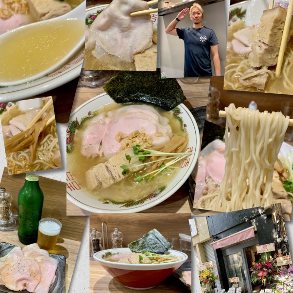 「中華そば（塩）1000円＋肉増し＋ビール」@麺庵 利休の写真