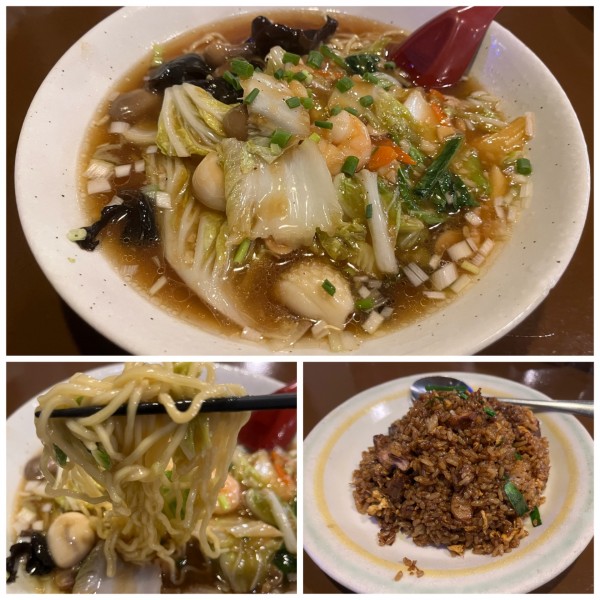 「海鮮広東麺950円 豚角煮炒飯」@餃子市 新所沢店の写真