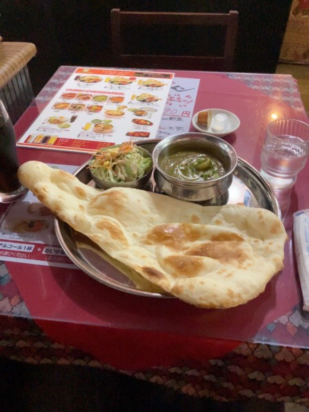 「カレーセット(ほうれん草海老)990円」@プルナの写真