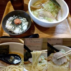 『あっさり塩とりそば+明太ごはん 小(¥900+280)』