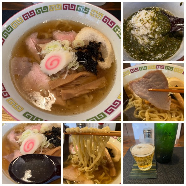 「喜多方中華そば950円ぎばさご飯220円瓶ビール715円」@あかつきほじなしの写真