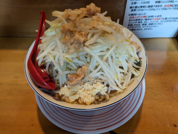 「ラーメン（ニンニク野菜マシマシアブラ）」@スタ麺 あひるの写真