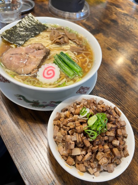 「中華そば大盛りと肉めし(小)」@Miya De La Soulの写真