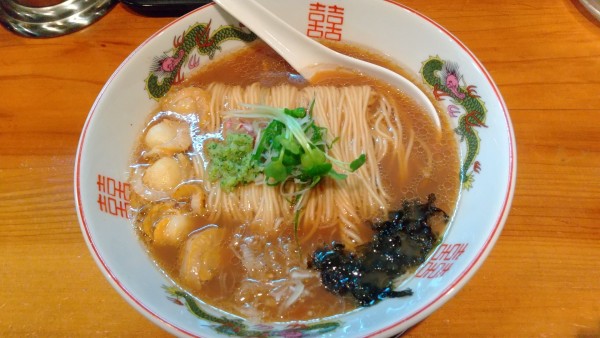 「サッポロラガー赤星+帆立醤油Soba(¥550+1,200)」@麺処 源玄の写真