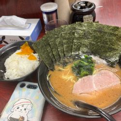 海苔ラーメン硬め濃いめ、無料ライス