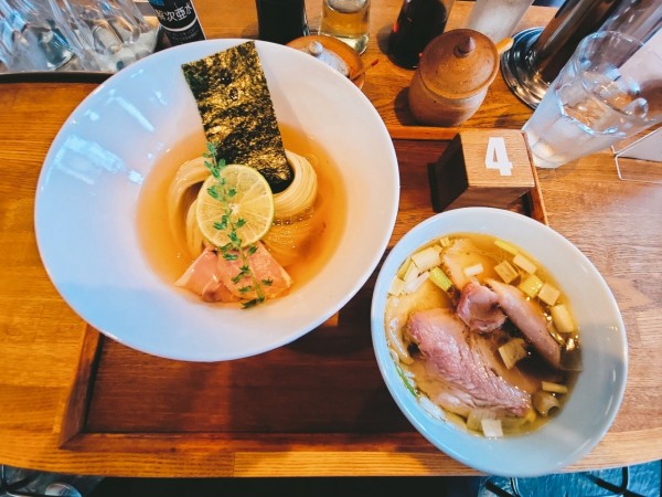 「昆布水つけめん 塩(並) + 餃子3ケ」@YOKOKURA STOREHOUSEの写真