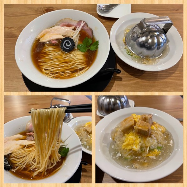 「熟成醤油ラーメン 930円・雪崩式あんかけ半炒飯 420円」@中華そば 貴の香の写真