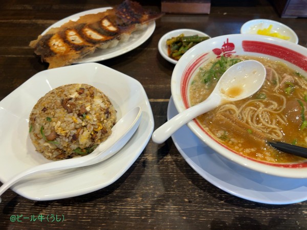 「味玉ばり濃チャーハン餃子セット(1738円)」@豚骨醤油ラーメン ばり嗎 上里店の写真