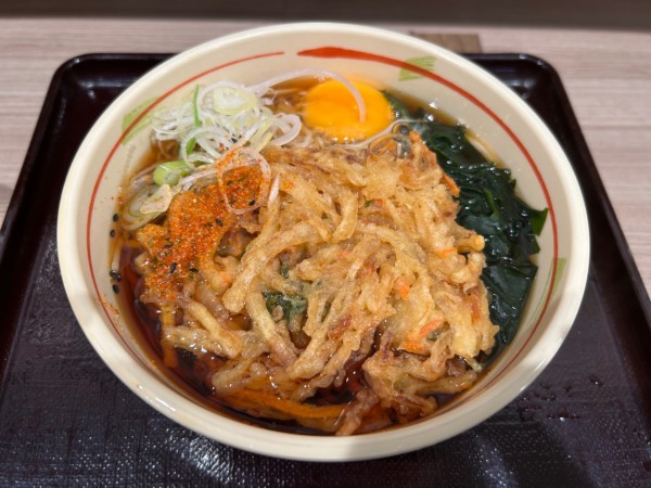 「天ぷら玉子そば600円」@狭山そば 所沢店の写真