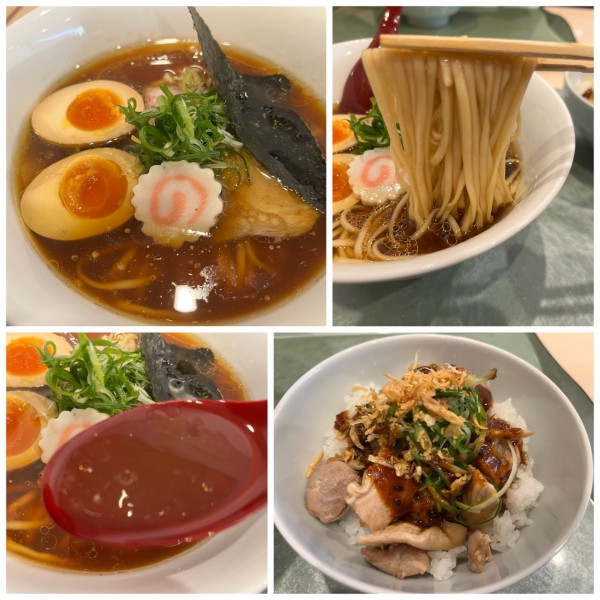 「醤油らぁ麵 980円味玉120円よだれ鶏ご飯400円」@らぁ麺 花萌葱の写真