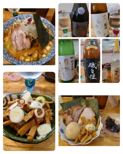 「季節限定 酸辛担麺+特製+おつまみメンマ+ 日本酒×5」@中華そば専門 とんちぼの写真
