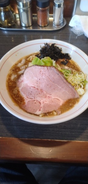 「(限定)濃厚ブラックラーメン＋和え玉」@ラーメンつけ麺 奔放の写真