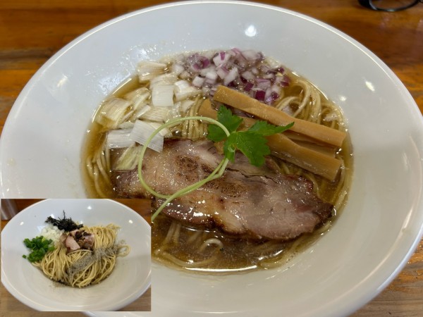 「【限定】アジ煮干し蕎麦900円、煮干し和え玉250円」@麺屋 むじゃきの写真