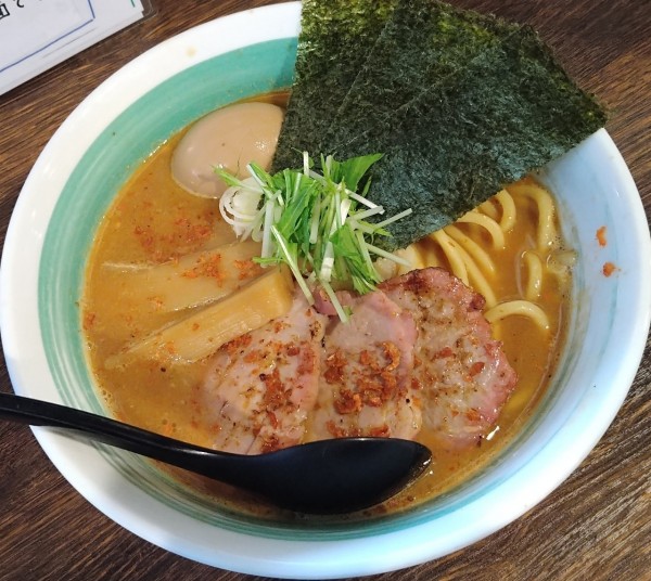 「エビ辛らぁめん 1000円 特トッピング 300円」@自家製麺 麺屋 利八の写真