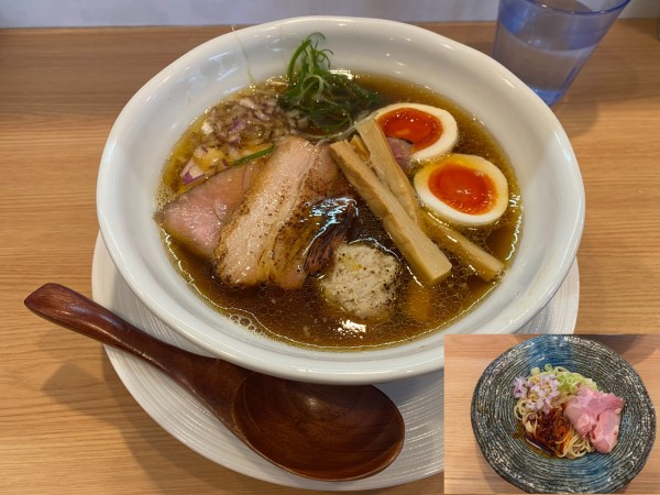 「特製醤油らぁ麺1,300円+辛い麻辣和え玉380円」@横浜淡麗らぁ麺 川上の写真