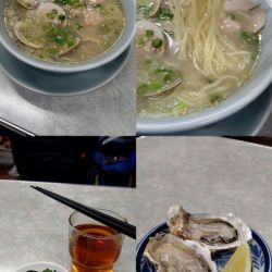 『ハマグリらーめん+から付き生かき×2個』