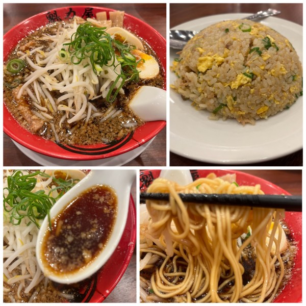 「京都漆黒醤油味玉らーめん1001円焼き飯定食大374円」@魁力屋 所沢小手指店の写真