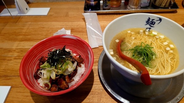 「塩かけ＋ミニチャ丼」@麺屋 燕の写真