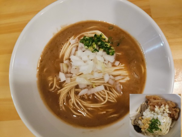 「Cセット（濃厚煮干ソバかけ＋限定和え玉【悪いアブラ】」@煮干ソバと米 今日の1番の写真