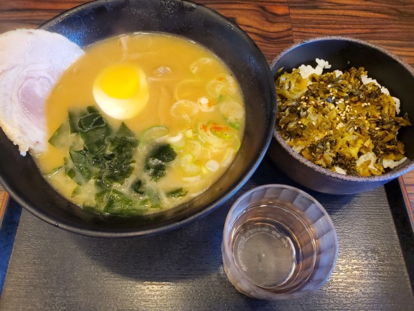 「味噌ラーメン 高菜ごはんセット」@ゆで太郎 Tokyo-Bay 東雲駅前店の写真
