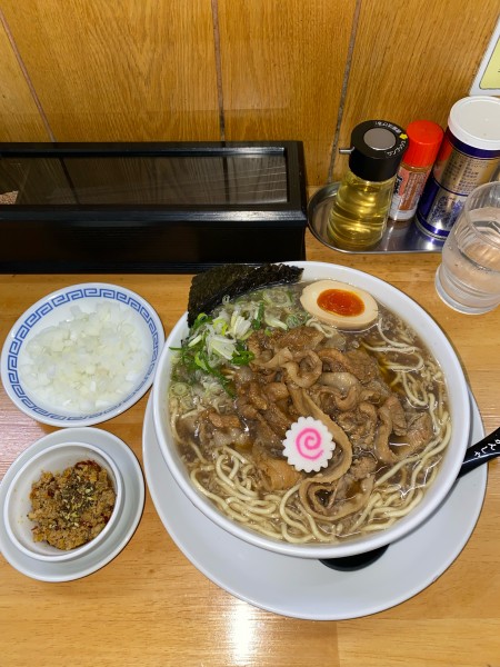 「背脂肉煮干しそば大盛刻みねぎシビ辛ミンチ¥1,290円(限定)」@麺屋 白神の写真