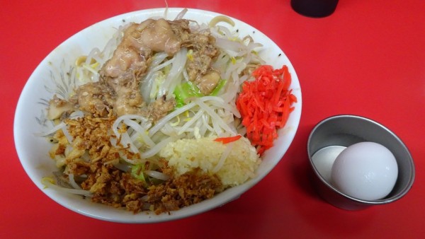 「汁なし（900円）ニンニクアブラ」@ラーメン二郎 ひたちなか店の写真